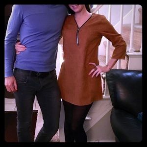 Tan/Camel Faux Suede Tunic—Small